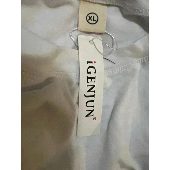 iGENJUN White Crew Neck Rolled Sleeves Pleated Hem Top NWT Size XL - Picture 7 of 9